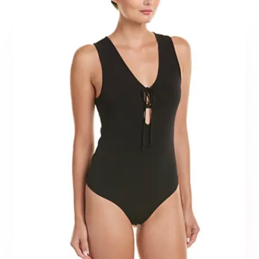 BCBGeneration Black Keyhole Cutout Bodysuit Womens Size SMALL